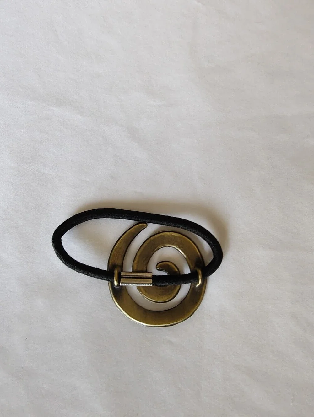 Set Of Three Spiral Hammered Metal Hair Tie - Brown, Gold, Silver
